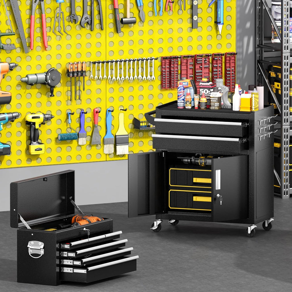 Black 2-in-1 Rolling 8 Drawer Tool Chest